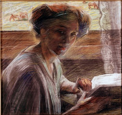 Ritratto della sorella del pittore che legge da Umberto Boccioni