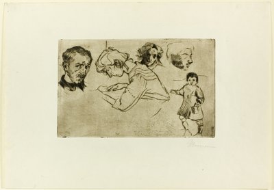 Schizzi di quattro teste e un bambino da Umberto Boccioni