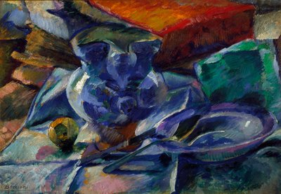 Natura morta con brocca, ciotola e posate da Umberto Boccioni