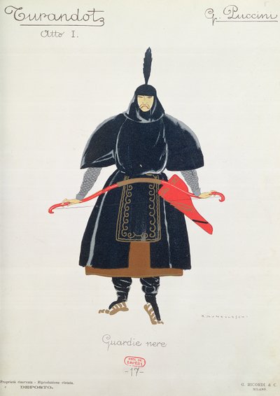 Costume per le Guardie Nere da Turandot di Giacomo Puccini da Umberto Brunelleschi