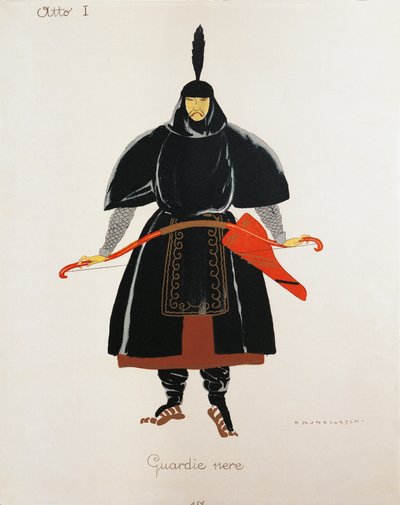 Costume per le guardie nere da Turandot di Giacomo Puccini, bozzetto di Umberto Brunelleschi (1879-1949) per la prima rappresentazione dell