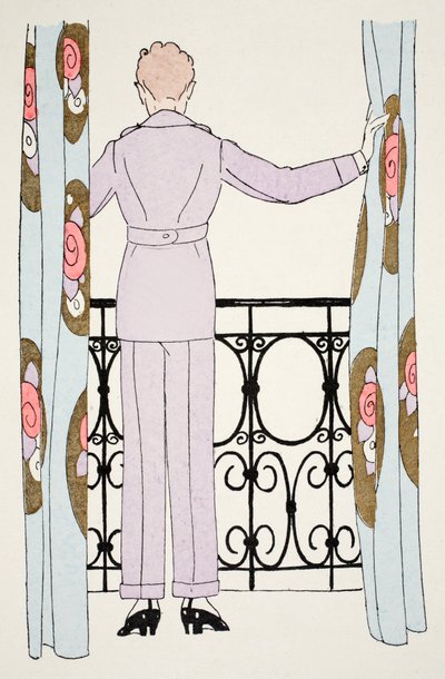 Donna in abito pantalone alla finestra da Umberto Brunelleschi