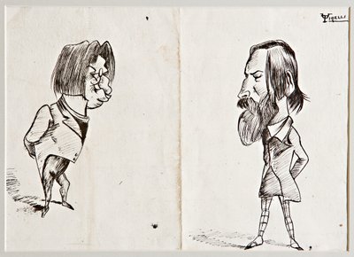 Caricature (inchiostro di china su carta) da Umberto Tirelli