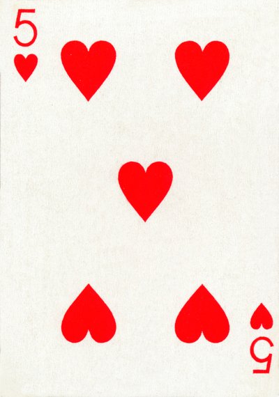 5 di Cuori da un mazzo di carte da gioco Goodall & Son Ltd. da Unbekannt