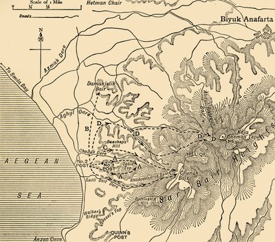 Avanzata ANZAC, penisola di Gallipoli, Prima Guerra Mondiale, 1915 da Unbekannt