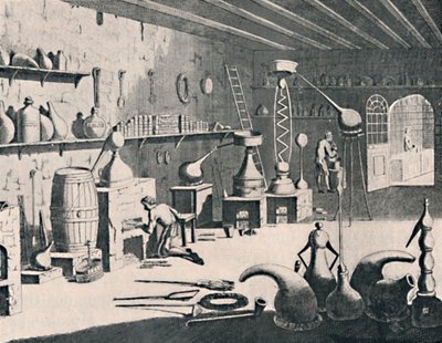 Un laboratorio chimico nel 1747, 1747, 1904 da Unbekannt