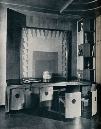 Tavolo da conferenza e sedie per un ufficio privato. Progettato da Joseph Sinel, 1930 da Unbekannt