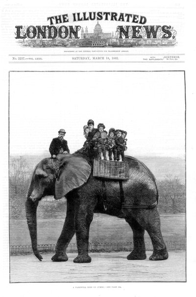 Un ultimo giro su Jumbo, Zoo di Londra, 1882 da Unbekannt