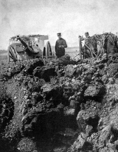 Una batteria francese del 75° ha uno scampo per un pelo, Prima Guerra Mondiale, 1915 da Unbekannt