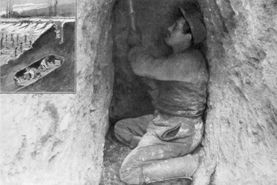 Un geniere francese che scava un tunnel per piazzare una mina sotto le linee nemiche, Francia, 1915 da Unbekannt