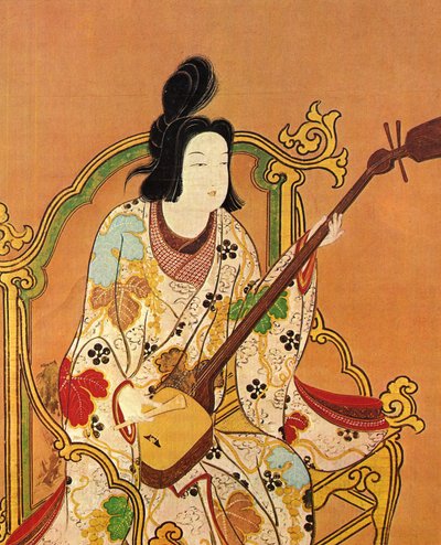 Una ragazza che suona uno shamisen, seconda metà del XVII secolo da Unbekannt