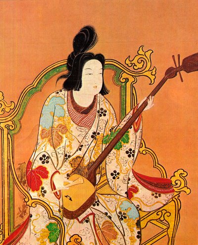 Una ragazza che suona uno shamisen, seconda metà del XVII secolo da Unbekannt