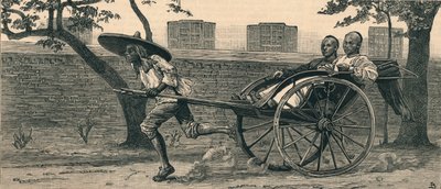 Un Jinriksha, o carrozza a mano cinese, c1883 da Unbekannt