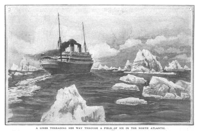 Un transatlantico che attraversa un campo di ghiaccio nel Nord Atlantico, 20 aprile 1912 da Unbekannt