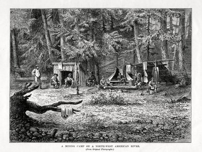 Un Campo Minerario su un Fiume del Nord-Ovest Americano da Unbekannt
