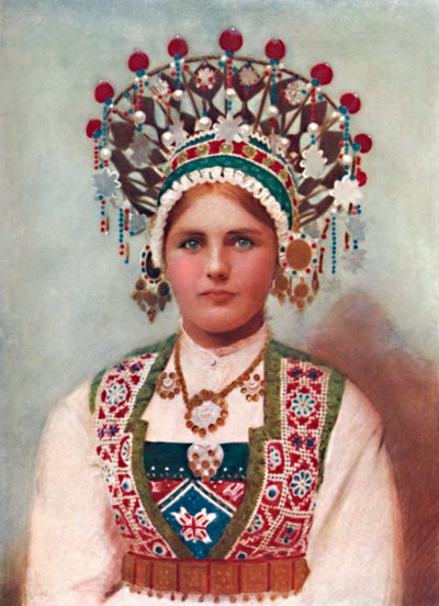Una ragazza norvegese in abito da sposa, 1912 da Unbekannt