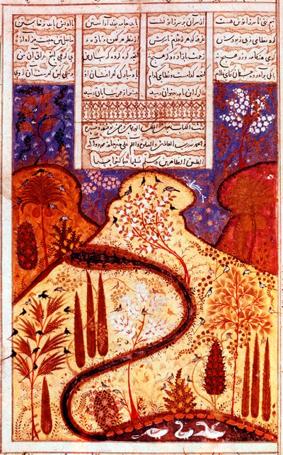 Un giardino paradisiaco, miniatura persiana, c. 1300 da Unbekannt