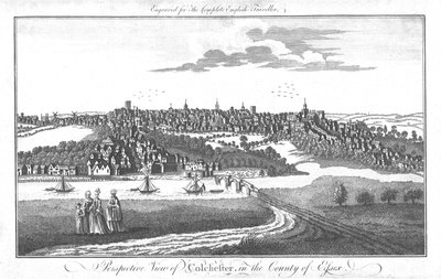 Vista prospettica di Colchester, nella contea di Essex, c. 1742 da Unbekannt