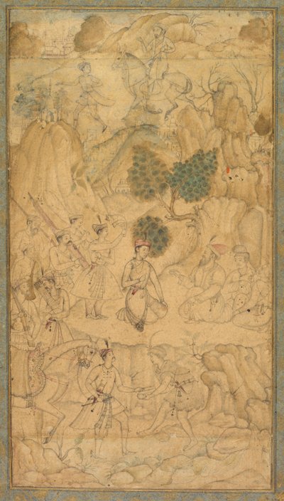 Un principe che visita un uomo santo in un paesaggio roccioso, c. 1590 da Unbekannt