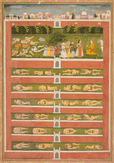 Una principessa e demoni davanti a un nobile: una foglia da un romanzo poetico, c. 1710 da Unbekannt