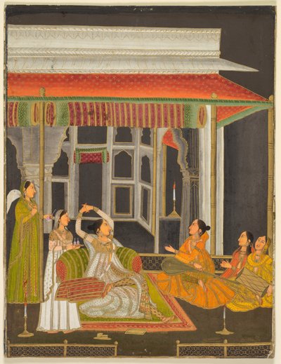 Una principessa su una terrazza con attendenti di notte, c. 1760 da Unbekannt