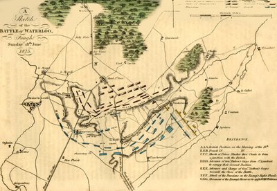 Schizzo della battaglia di Waterloo, 18 giugno 1815 da Unbekannt