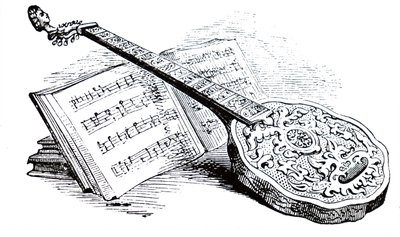 Una cetra Tudor e libro di musica da Unbekannt