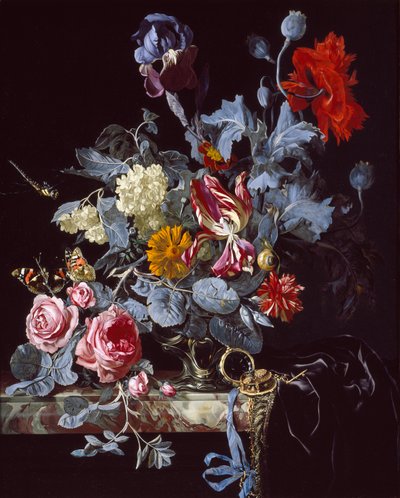 Vaso di Fiori con un Orologio, metà del XVII secolo da Unbekannt