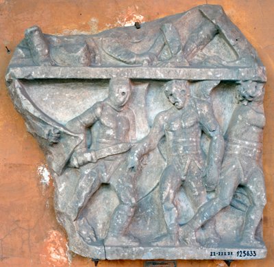 Un bassorilievo di una lotta tra Secutor e Retiarius, III secolo, Roma da Unbekannt