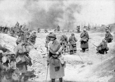 Un Battaglione che si Avvicina al Fronte, Mont Pertois, Francia, Prima Guerra Mondiale da Unbekannt