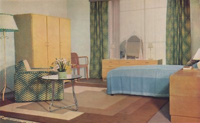 Una camera da letto progettata da Miss P. E. Humphries, 1936 da Unbekannt