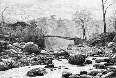 Un ponte sul Rangit, un affluente del fiume Teesta, India, 1895 da Unbekannt