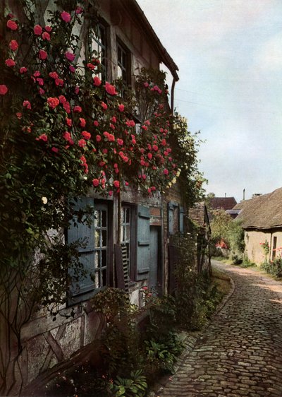 Una strada acciottolata a Gerberoy, Francia, 1938 da Unbekannt