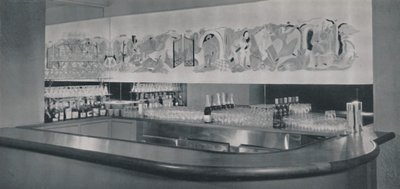 Murale di un cocktail bar in linoleum scolpito e smaltato al Berkeley Hotel, Montreal, 1942 da Unbekannt