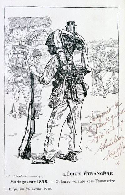 Una colonna della Legione Straniera Francese in avanzamento verso Tananarive, Madagascar, 1895 da Unbekannt