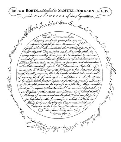 Facsimile della tavola nella prima edizione di Boswell