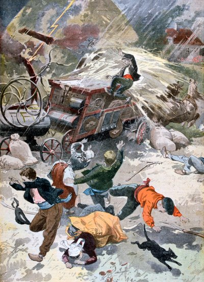 Una macchina agricola colpita da un fulmine, 1902 da Unbekannt