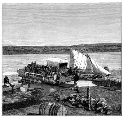 Un traghetto sul fiume Vaal, Transvaal, Sudafrica, c1890 da Unbekannt