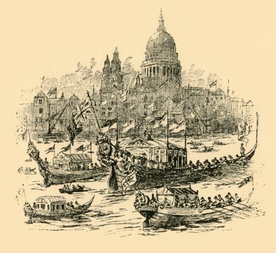 Una grande processione di barche decorate da Whitehall a Limehouse, 1907 da Unbekannt