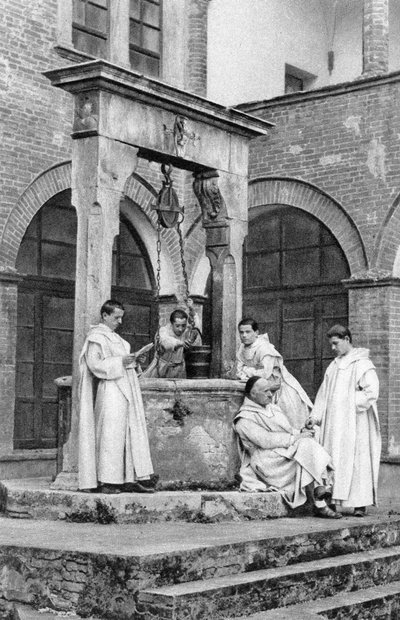 Un gruppo di monaci al monastero di Monte Oliveto Maggiore, Italia, 1922 da Unbekannt