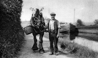 Un cavallo che tira una chiatta sul canale da Unbekannt