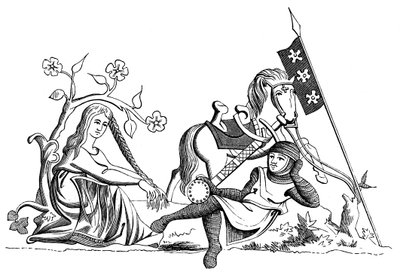 Un cavaliere e una fanciulla, XIII secolo 1849 da Unbekannt