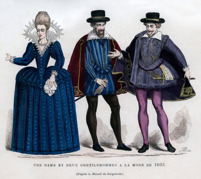 Una signora e due gentiluomini in abito francese del 1605, 1882-1884 da Unbekannt