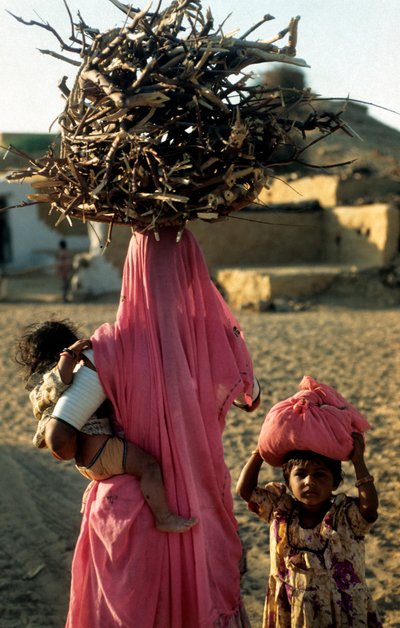 Una famiglia locale di taglialegna di un villaggio in Rajasthan. Rajasthan, India. 25 febbraio 2005. (foto) da Unbekannt