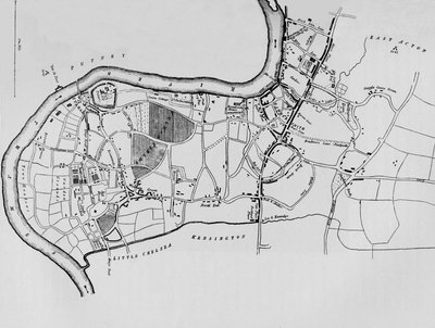 Una mappa di Fulham nel 1813, 1911 da Unbekannt