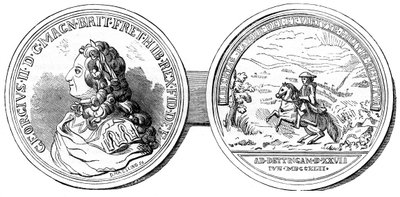 Una medaglia coniata per commemorare la Battaglia di Dettingen, 1743, XIX secolo da Unbekannt