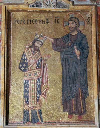 Mosaico di Cristo che incorona Ruggero II, XII secolo da Unbekannt