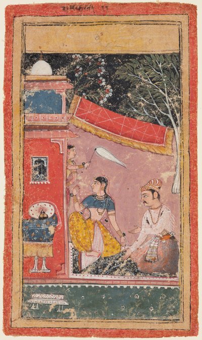 Una pagina da una serie Ragamala: Ramakali Ragini di Hindol Raga, c. 1610 da Unbekannt