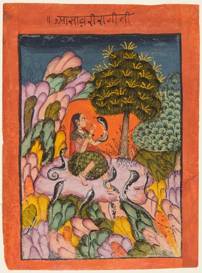 Una pagina da una serie Ragamala: Asavari Ragini, inizio 1700 da Unbekannt