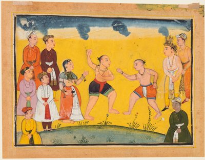 Una pagina del Mahabharata: Bhima combatte con Jayadratha da Unbekannt